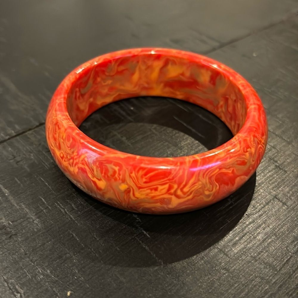Retro Unique Vintage Orange Swirl 1” Bangle Bracelet Pin up​​​
